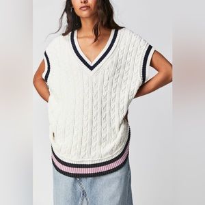 Free People , We the free home game vest •Ivory Combo~ size Medium *NWT